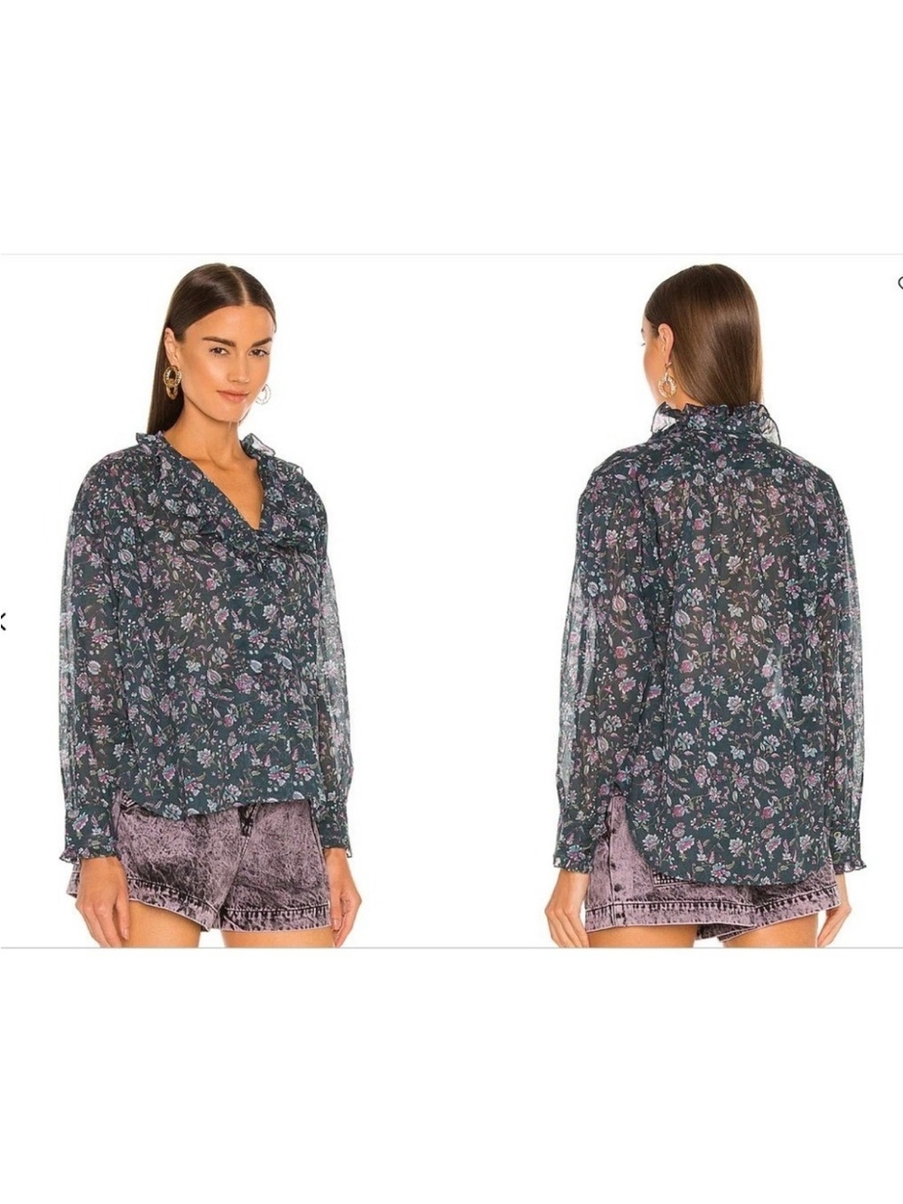 Isabel Marant Etoile Pamias Cotton Floral Blouse, Sz 40